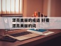 漂亮美丽的成语 好看漂亮美丽的词