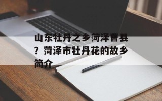 山东牡丹之乡菏泽曹县？菏泽市牡丹花的故乡简介