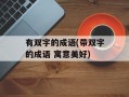有双字的成语(带双字的成语 寓意美好)