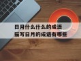日月什么什么的成语 描写日月的成语有哪些