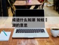 成语什么如潮 如蚁湧潮的意思
