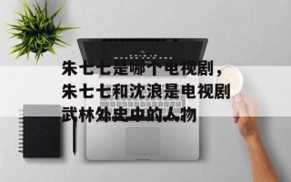 朱七七是哪个电视剧，朱七七和沈浪是电视剧武林外史中的人物