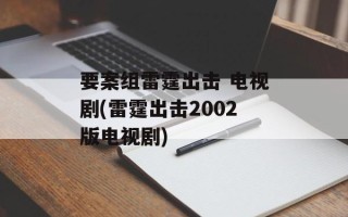 要案组雷霆出击 电视剧(雷霆出击2002版电视剧)