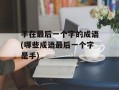 手在最后一个字的成语(哪些成语最后一个字是手)