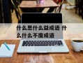 什么思什么益成语 什么什么不废成语