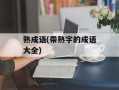 熟成语(带熟字的成语大全)