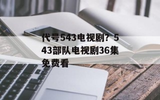 代号543电视剧？543部队电视剧36集免费看
