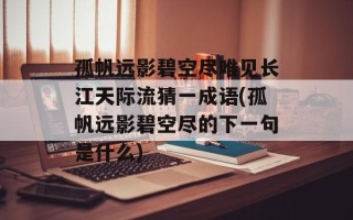 孤帆远影碧空尽唯见长江天际流猜一成语(孤帆远影碧空尽的下一句是什么)