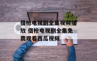 借枪电视剧全集视频播放 借枪电视剧全集免费观看西瓜视频