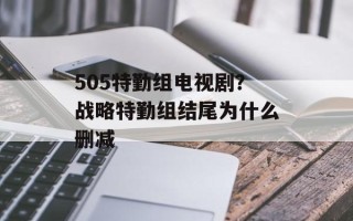 505特勤组电视剧？战略特勤组结尾为什么删减
