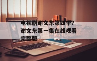 电视剧谢文东第四季？谢文东第一集在线观看完整版