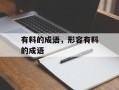 有料的成语，形容有料的成语