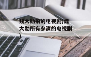 魏大勋拍的电视剧(魏大勋所有参演的电视剧)