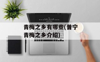 青梅之乡有哪些(普宁青梅之乡介绍)