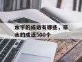 水字的成语有哪些，带水的成语500个