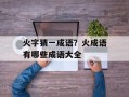 火字猜一成语？火成语有哪些成语大全