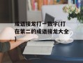 成语接龙打一数字(打在第二的成语接龙大全)