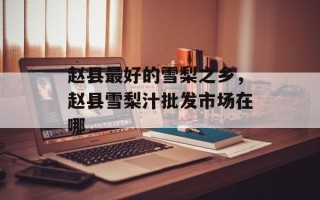 赵县最好的雪梨之乡，赵县雪梨汁批发市场在哪