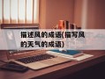 描述风的成语(描写风的天气的成语)