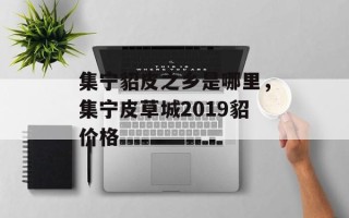 集宁貂皮之乡是哪里，集宁皮草城2019貂价格