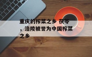 重庆的榨菜之乡 茯苓，涪陵被誉为中国榨菜之乡