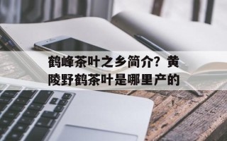 鹤峰茶叶之乡简介？黄陵野鹤茶叶是哪里产的