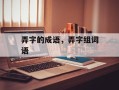 弄字的成语，弄字组词语