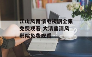 江山风雨情电视剧全集免费观看 大清官清风影院免费观看